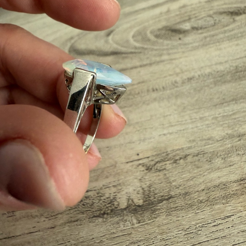 Opalite Teardrop Solid Sterling Silver Stamped 92… - image 3